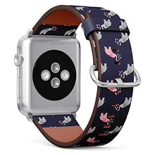 Load image into Gallery viewer, Compatible with Small Apple Watch 38mm, 40mm, 41mm (All Series) Leather Watch Wrist Band Strap Bracelet with Adapters (Cute Watercolor Elephants)
