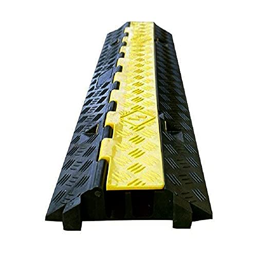 Kable Kontrol Atlas Heavy Duty Cable Protector Ramp - 2 Channel 40 Long Black & Yellow  20,000 Lbs Capacity - Rubber Speed Bump and Wire Protector for Indoor & Outdoor Use  CP9987