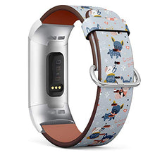 Load image into Gallery viewer, Replacement Leather Strap Printing Wristbands Compatible with Fitbit Charge 3 / Charge 3 SE - Cartoon Dogs Pattern
