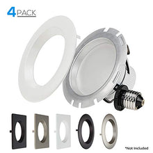 Load image into Gallery viewer, TORCHSTAR 4-PACK 4 Inch Dimmable Recessed LED Downlight, 10W (75W Equiv.), White Trim Attached, Trim Interchangeable, For All Furnishing Styles, 2700K Soft White, ETL-listed, 5 Years Warranty
