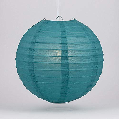 Quasimoon PaperLanternStore.com 16 Inch Steel Blue Round Paper Lanterns (10 Pack)