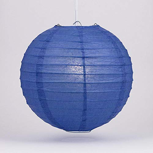 Quasimoon PaperLanternStore.com 14 Inch Dark Blue Even Ribbing Round Paper Lantern (10 Pack)