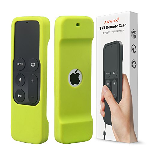 Remote Case for Apple Tv 4th/4K Generation, Akwox Light Weight [Anti Slip] Shock Proof Silicone Remote Cover Case for New Apple Tv 4th/4K Gen Siri Remote Controller with Lanyard (Green)