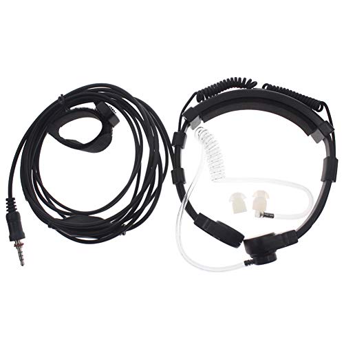Tenq Throat Mic Covert Acoustic Tube Earpiece Headset with Finger PTT for 1 pin Yaesu Vertex Vx-6r 6e 7r 7e Two Way Radio Walkie Talkie