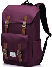 Load image into Gallery viewer, Vintage School Backpack for Women,Vaschy Water Resistant Laptop Backpack Burgundy
