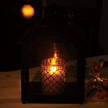 Load image into Gallery viewer, Home impressions Diamond Shaped Mosaic Glass with Flameless Led Candle with Timer, 3 x 4&quot;, Yellow
