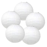 Just Artifacts 12-Inch White Chinese Japanese Paper Lanterns (Set of 5, White)