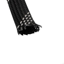 Load image into Gallery viewer, Aexit 10mm Dia Tube Fittings Tight Braided PET Expandable Sleeving Cable Wrap Sheath Black Silver Microbore Tubing Connectors Tone 16Ft
