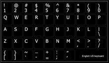 Load image into Gallery viewer, ENGLISH US NON-TRANSPARENT KEYBOARD STICKER BLACK BACKGROUND
