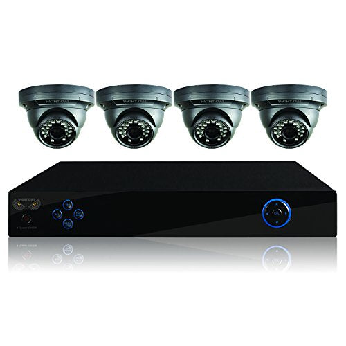 Night Owl Security B-PE45-4DM7 4-Channel DVR System with 500GB HDD, HDMI Output, 4 Hi-Res 700 TVL Dome Cameras (Black)