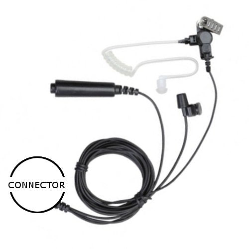 3-Wire Acoustic Tube Earpiece Palm PTT / Mic for Motorola Multi-Pin 2-Way Radios (3 Year Warranty)