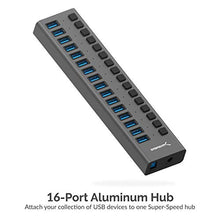 Load image into Gallery viewer, Sabrent 16-Port USB 3.0 Data HUB and Charger with Individual switches [90 Watts] (HB-PU16)

