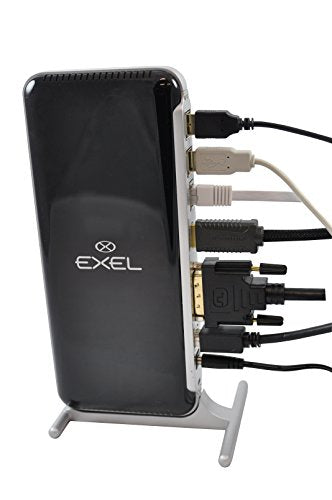 Exel USB 3.0/2.0 Universal Docking Station with Gigabit Ethernet, HDMI, DVI, VGA Outputs Audio for Windows 10, 8.1, 8, 7, Mac OS & Android 6.0 (OTG) higher. DL- 3900 Chip - With Accessories Kit