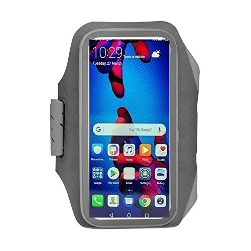 Water Resistant Cell Phone Armband Case for iPhone X, Xs, 8, 7, 6, 6S Samsung Galaxy S9, S8, S7, S6, A8 with Adjustable Elastic Band for Running, Walking, Hiking (Grey)