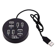 Load image into Gallery viewer, Dahszhi Round Shape 8 Port High Speed USB 2.0 Hub Mobile Charger with LED Light for Mac, Windows, Linux Systems PC , Tablets(Black)
