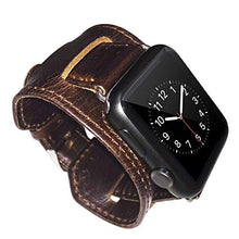 Load image into Gallery viewer, Cuff Bracelet Watch Band Retro Crazy Horse Leather Wristband Accessory Strap Compatible with 45mm 44mm 42mm Apple Watch SE/Series 7/6/5/4/3/2/1(Coffee Brown)
