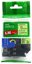 Load image into Gallery viewer, LM Tapes - Brother PT-1900 3/8&quot; (9mm 0.35 Laminated) Black on Bright Green (Fluorescent) Compatible TZe P-touch Tape for Brother Model PT1900 Label Maker with FREE Tape Guide Included
