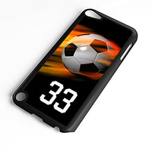 Load image into Gallery viewer, iPod Touch Case Fits 6th Generation or 5th Generation Soccer Ball #7500 Choose Any Player Jersey Number 44 in Black Plastic Customizable by TYD Designs
