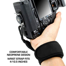 Load image into Gallery viewer, USA GEAR Camera Hand Strap Wrist with Padded Neoprene Black Pattern and Connecting Metal Plate - Compatible with Canon, Fujifilm, Nikon, Sony and More DSLR, Instant, Mirrorless Cameras
