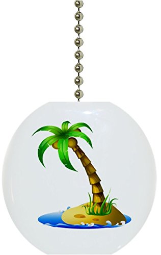 Palm Tree Island Ceramic Fan Pull