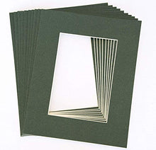 Load image into Gallery viewer, Topseller100, Pack Of 25 Sets Of 8x10 Dark Green Picture Mats Mattes Matting For 5x7 Photo + Backing
