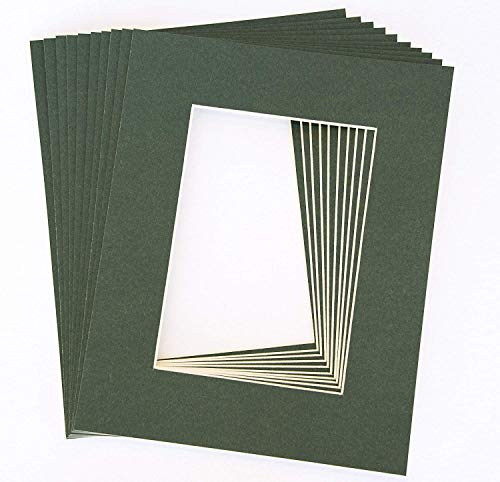 Topseller100, Pack Of 25 Sets Of 8x10 Dark Green Picture Mats Mattes Matting For 5x7 Photo + Backing