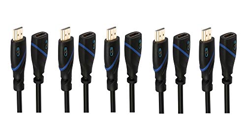 1.5 FT (0.4 M) High Speed HDMI Cable Male to Female with Ethernet Black (1.5 Feet/0.4 Meters) Supports 4K 30Hz, 3D, 1080p and Audio Return CNE544892 (5 Pack)