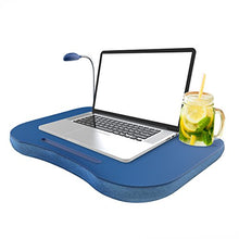 Load image into Gallery viewer, Laptop Lap Desk, Portable with Foam Filled Fleece Cushion, LED Desk Light, Cup Holder-for Homework, Drawing, Reading and More by Lavish Home (Blue)
