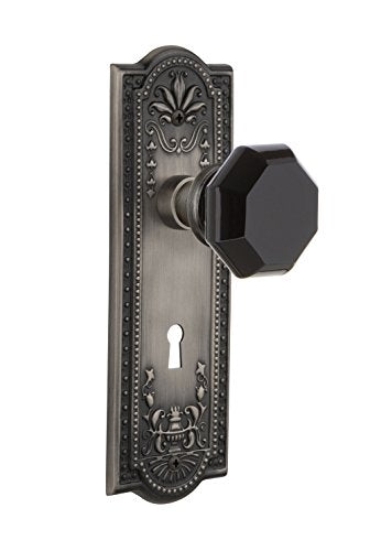 Nostalgic Warehouse 722877 Meadows Plate with Keyhole Single Dummy Waldorf Black Door Knob in Antique Pewter