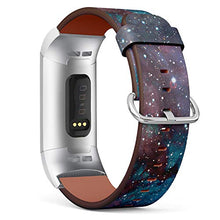 Load image into Gallery viewer, Replacement Leather Strap Printing Wristbands Compatible with Fitbit Charge 3 / Charge 3 SE - Nebula Galaxy Starry Night
