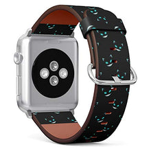 Load image into Gallery viewer, S-Type iWatch Leather Strap Printing Wristbands for Apple Watch 4/3/2/1 Sport Series (42mm) - Disappearing Cheshire Cat Faces on Black Background
