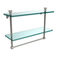 Allied Brass FT-2/16TB Foxtrot Collection 16 Inch Two Tiered Integrated Towel Bar Glass Shelf, Satin Nickel