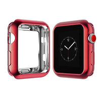 Flexible Electroplate TPU Full Protector Case Cover for Apple Watch Series 3 2 1 (Red, 42mm)
