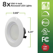 Load image into Gallery viewer, 8 Pack Bioluz LED 4-inch 910 Lumen Warm White 2700K 13 Watt 90 CRI Dimmable LED Retrofit Recessed Lighting Fixture LED Ceiling Downlight UL-Listed JA8 CEC Pack of 8
