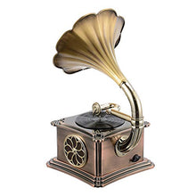 Load image into Gallery viewer, Mini Vintage Retro Classic Gramophone Phonograph Shape Stereo Speaker Sound System Music Box 3.5mm Audio Blue Tooth 4.2 Aux-in/USB Flash Drive Size: (8.19&#39;&#39; x 6.73&#39;&#39; x 13.11&#39;&#39;)
