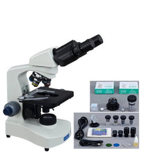 Load image into Gallery viewer, OMAX 40X-2000X LED Binocular Compound Microscope with Extra Bright Oil Darkfield Condenser and 100 Pieces Glass Slides and Covers
