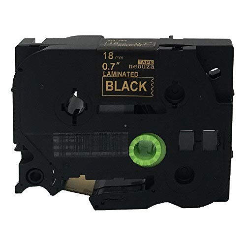 NEOUZA Compatible for Brother P-Touch Laminated Tze Tz Label Tape Cartridge 18mm (TZ-344 TZe-344 Gold on Black)