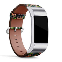 Load image into Gallery viewer, Replacement Leather Strap Printing Wristbands Compatible with Fitbit Charge 3 / Charge 3 SE - Tropical Giraffe Floral Pattern
