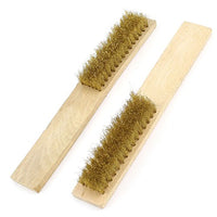 uxcell 2pcs 20cm Length Wood Handle Brass Wire Cleaning Brush Hand Tool