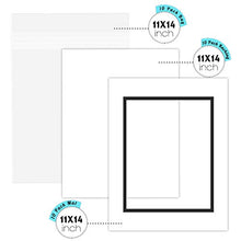 Load image into Gallery viewer, Golden State Art, Double Picture Mats with White Core Bevel Cut for 8X10 Photo Pictures (Mats, Backing, Clear Bags Included), White Over Black, 11x14-10 Pack (Double Mat)
