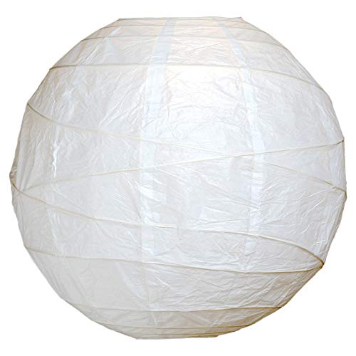 Cultural Intrigue Luna Bazaar Premium Paper Lantern Lamp Shade (14-Inch, Free-Style Ribbed, Perfect White) - Chinese/Japanese Hanging Decoration - for Parties, Weddings, and Homes