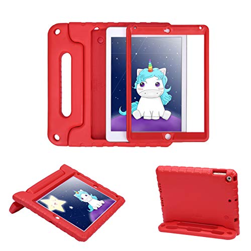 HDE Case for iPad Air - Kids Shockproof Bumper Hard Cover Handle Stand with Built in Screen Protector for Apple iPad Air 1 - 2013 Release 1st Generation (Red)