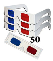 Red & Monitor Blue White Cardboard Glasses 50 Pairs - each folded in reusable clear sleeve