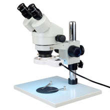 Load image into Gallery viewer, OMAX 7X-45X Zoom Binocular Stereo Microscope with Large Platform and 8W Fluorescent Ring Light
