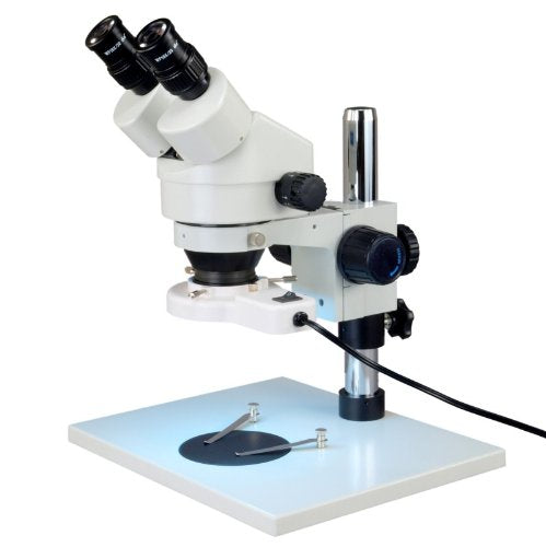 OMAX 7X-45X Zoom Binocular Stereo Microscope with Large Platform and 8W Fluorescent Ring Light