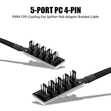 Load image into Gallery viewer, fosa Durable 5-Port PC 4-Pin PWM CPU Cooling Fan Hub Splitter Braided Cable Adapter 1 Female to 5 Male
