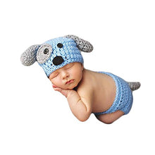 Load image into Gallery viewer, Baby Photography Props Boy Girl Photo Shoot Outfits Newborn Crochet Costume Infant Knitted Clothes Puppy Hat Shorts (Blue)
