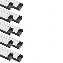 Load image into Gallery viewer, LightingWill 20-Pack U-Shape LED Aluminum Extrusion 6.56ft/2M Anodized Black Track for &lt;20mm Width SMD3528 5050 LED Strips Installation with Oyster White Cover, End Caps and Mounting Clips U04B20
