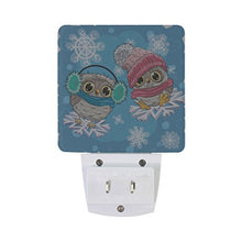 Load image into Gallery viewer, Naanle Set of 2 Cute Christmas Owls Flying Snowflake Auto Sensor LED Dusk to Dawn Night Light Plug in Indoor for Adults
