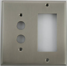Load image into Gallery viewer, Satin Nickel 2 Gang Wall Plate - 1 Push Button Switch 1 GFI/Rocker
